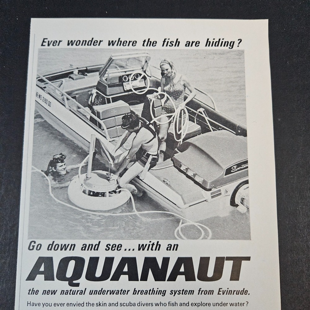 1967 Evinrude Aquanaut Underwater Breathing System Vintage Print Ad Milwaukee WI